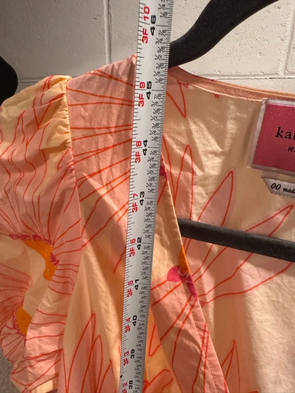 Kate Spade New York Falling Flower Grand Daisy Wrap Dress Peach Puff Sleeves NEW